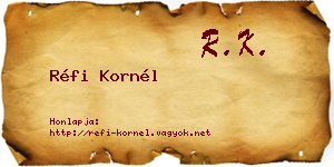 Réfi Kornél névjegykártya